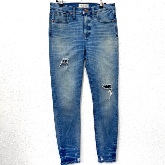Madewell Denim - Madewell Blue Distressed 9” high rise skinnyJeans 28